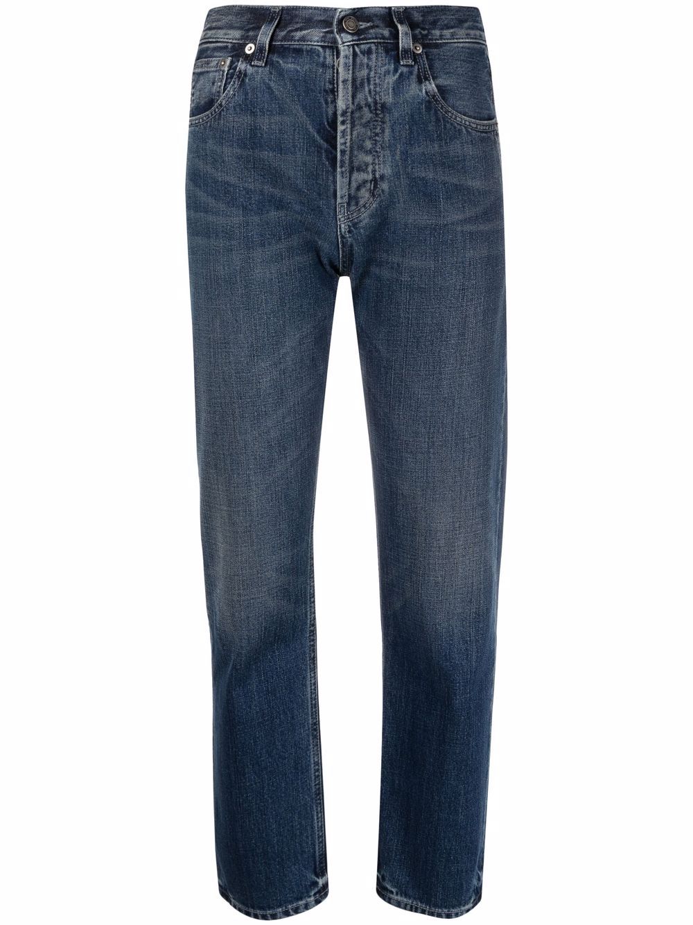 Saint Laurent High-waisted Cropped Jeans In Blue | ModeSens