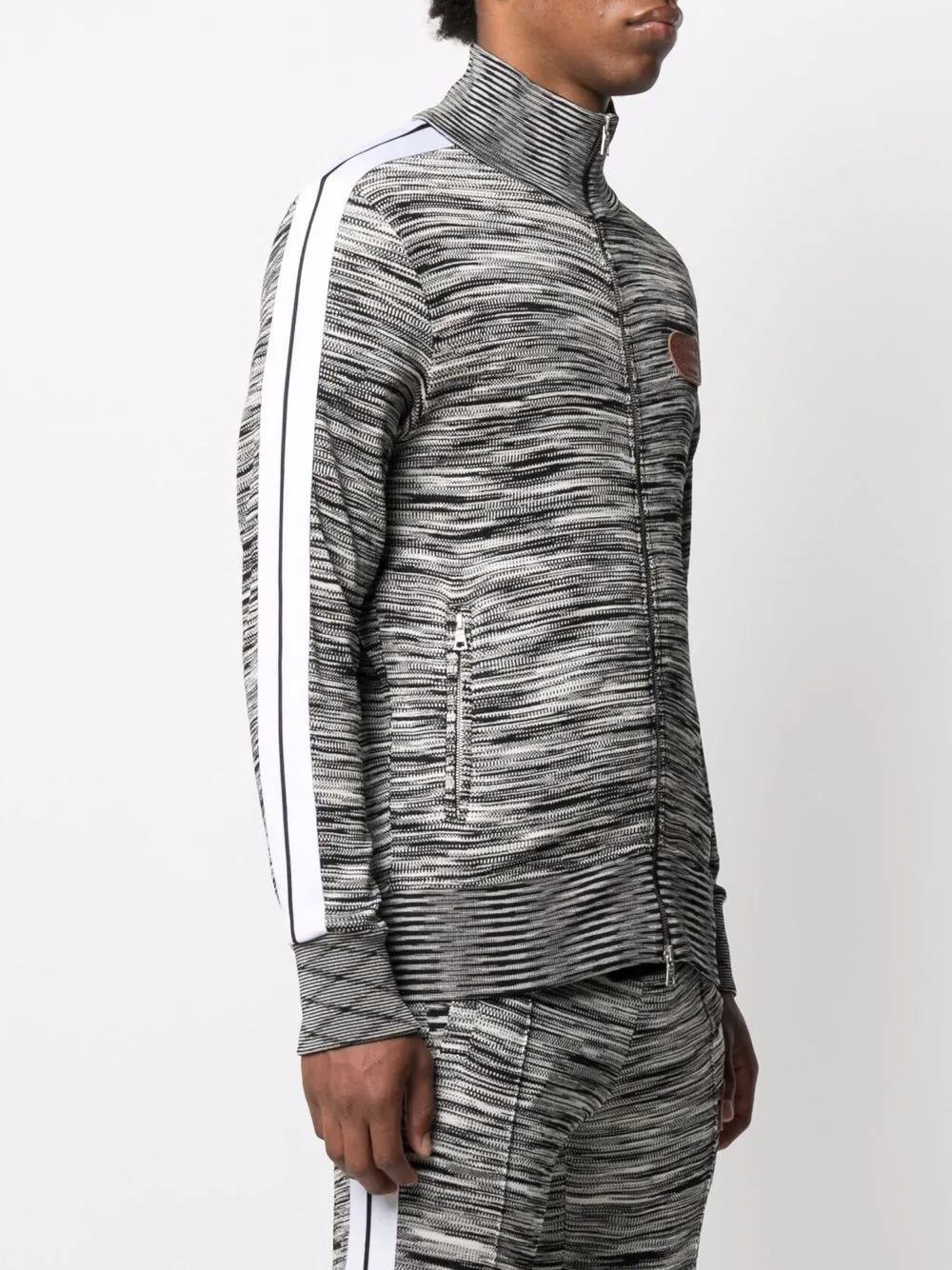 Shop Palm Angels X Missoni Melange Knit Zip-front Track Jacket In Schwarz