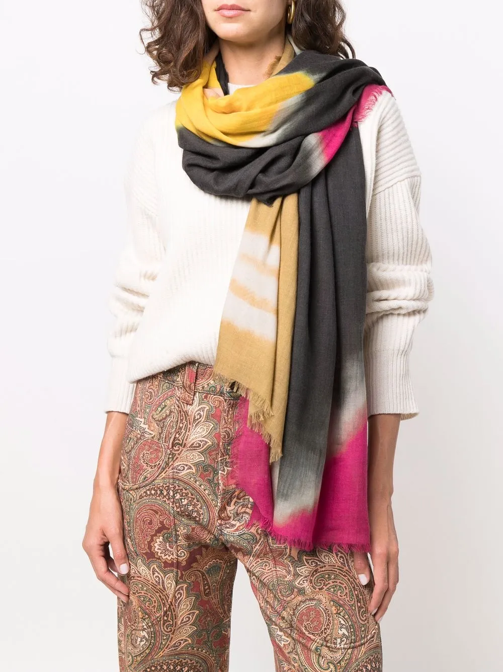 Image 2 of ETRO colour-block knit scarf