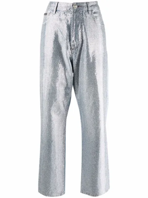 Philipp Plein jeans anchos Full Crystal