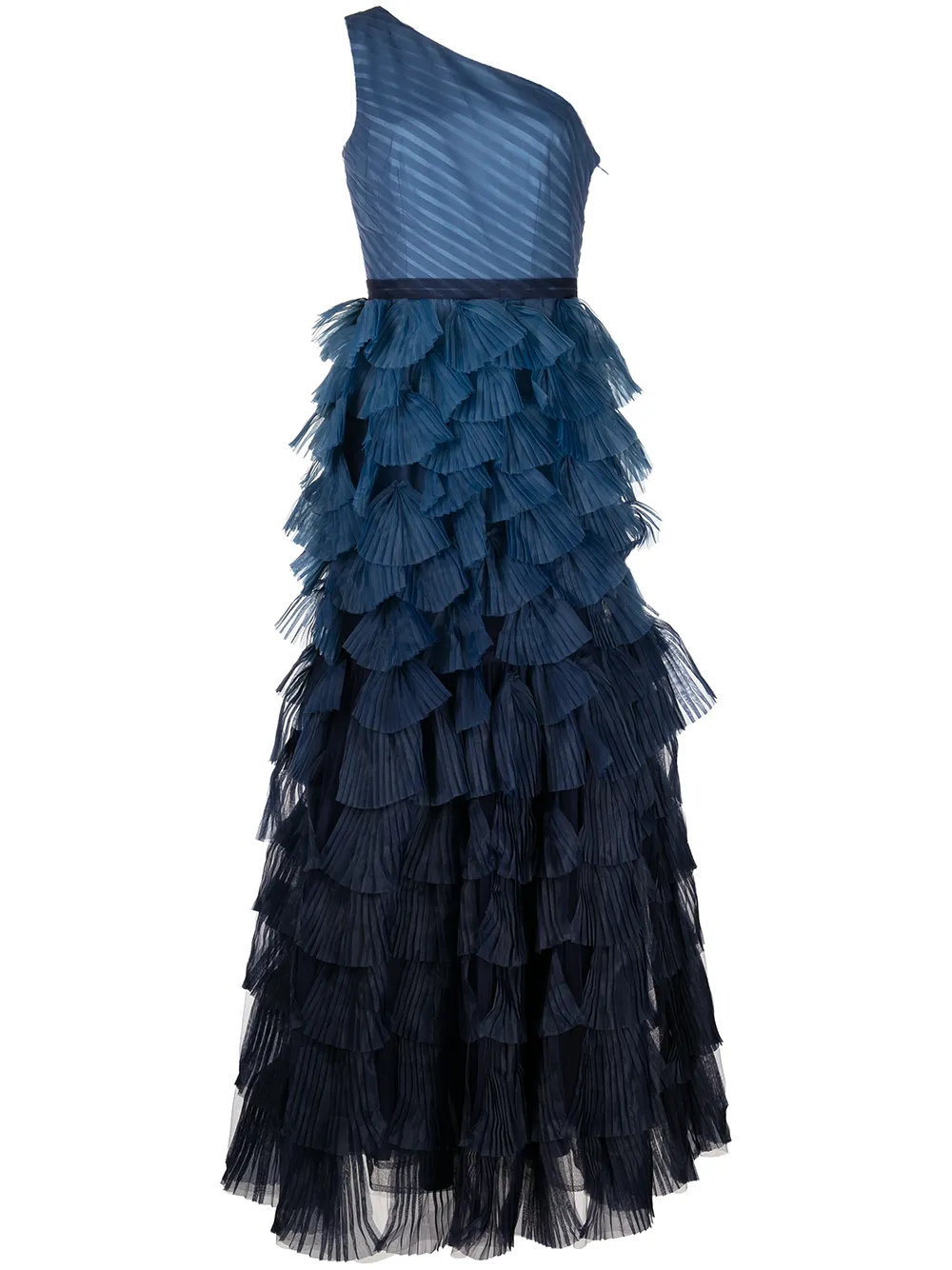 

Marchesa Notte ruffled pleated-tulle gown - Blue