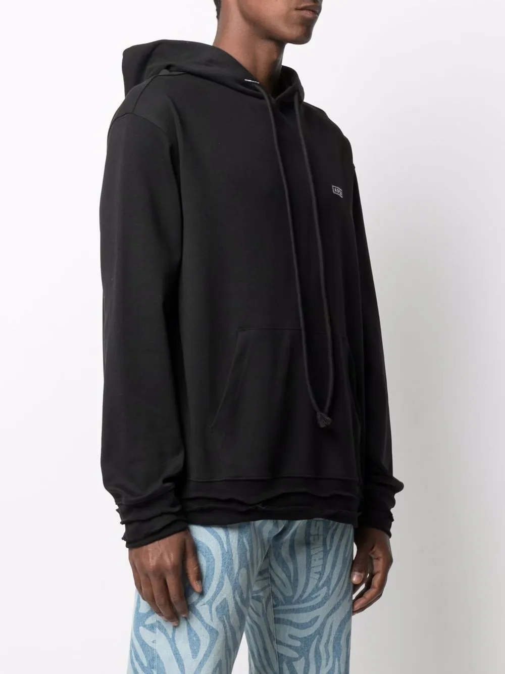 Ader Error Logo-patch Drawstring Hoodie In Black