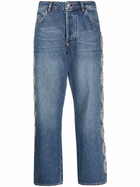 Philipp Plein Crystal Cable wide-leg jeans Women