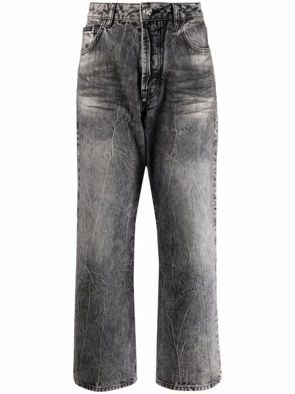 Philipp Plein Iconic Plein wide-leg Jeans Grey FARFETCH IN