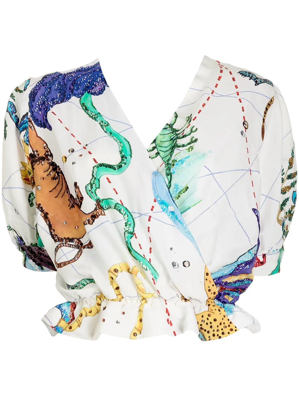 

Stella Jean printed wrap top - White