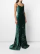 Marchesa Notte floral-embroidered velvet dress