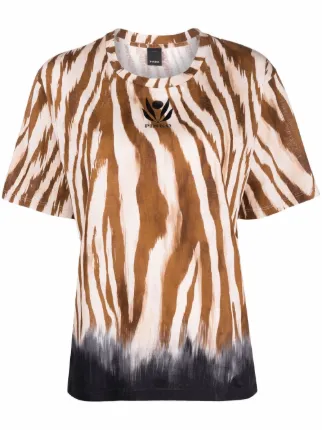 Pinko brown zebra-print short-sleeve T 