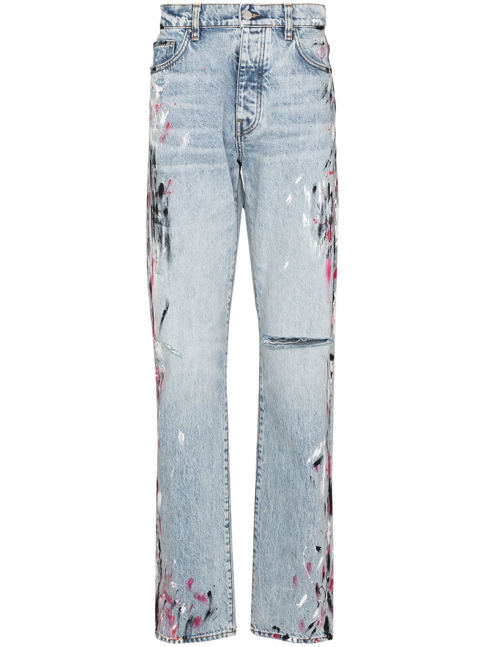 фото Amiri прямые джинсы с эффектом разбрызганной краски