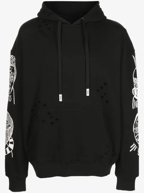 Haculla graphic-print distressed hoodie