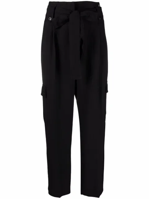Shop TWINSET tie-waist tapered trousers 