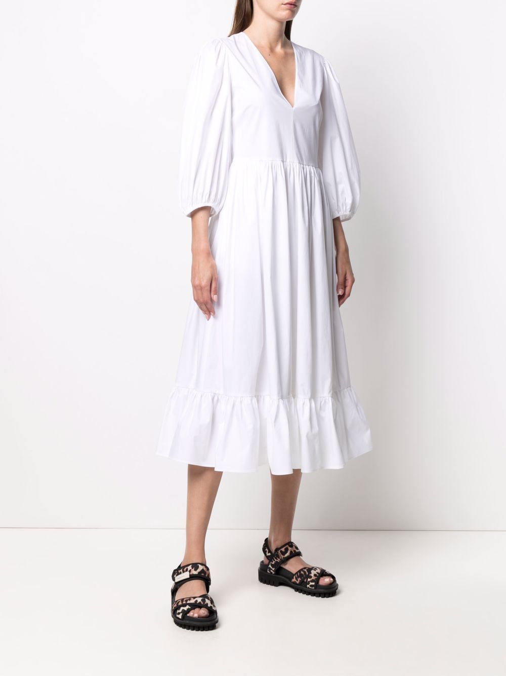 RED Valentino puff-sleeve Poplin midi-dress - Farfetch