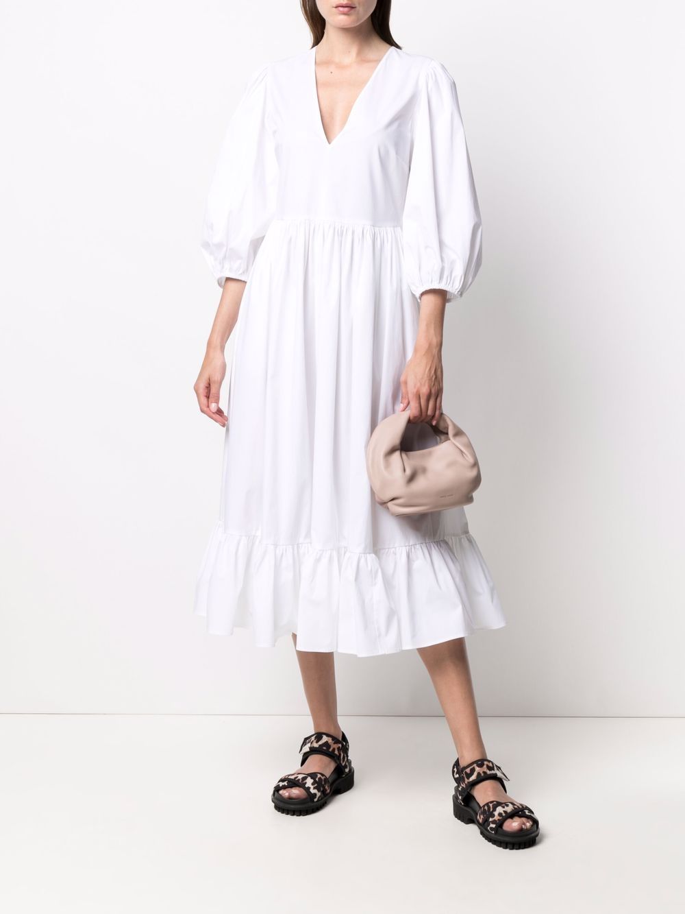 RED Valentino puff-sleeve Poplin midi-dress - Farfetch