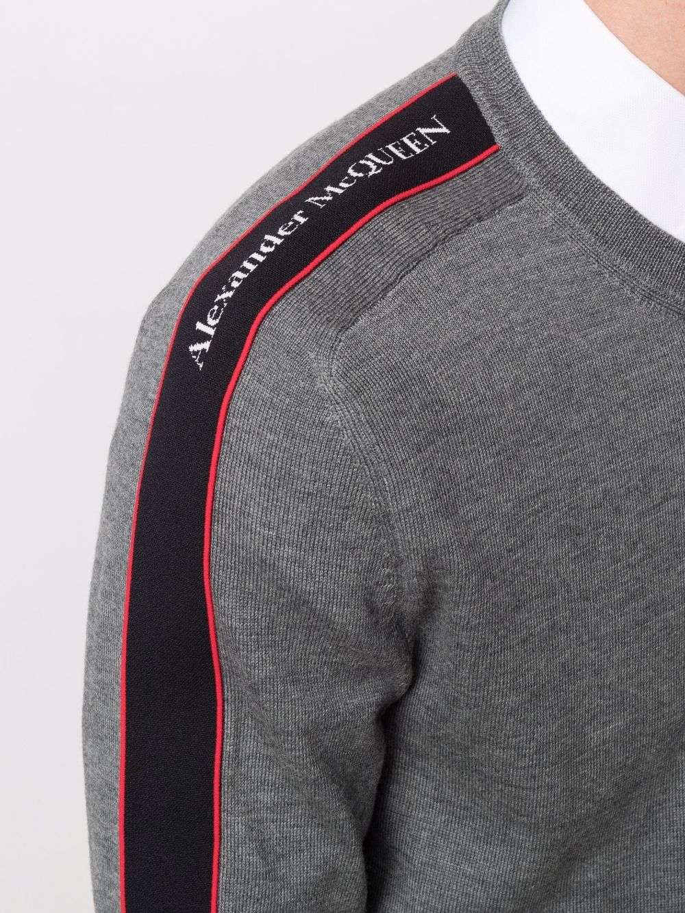 Shop Alexander Mcqueen Logo-tape Jumper In Grey