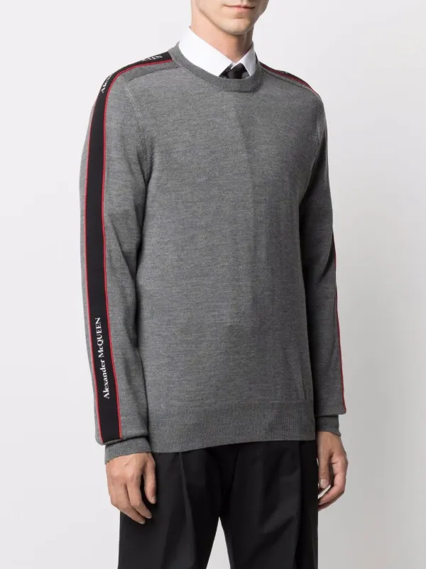 Alexander McQueen Pullover Mit Logo Streifen Grau FARFETCH AT