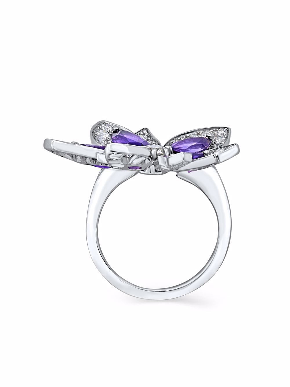 Shop David Morris 18kt White Gold Palm Amethyst And Diamond Ring In Silber