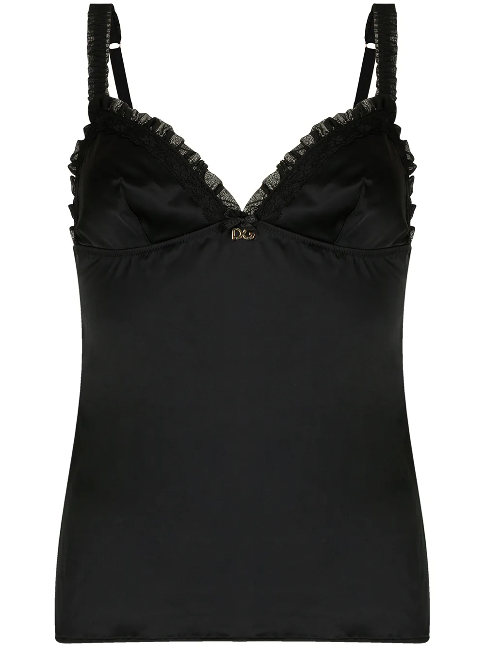 Dolce & Gabbana топ на бретелях с кружевом и логотипом