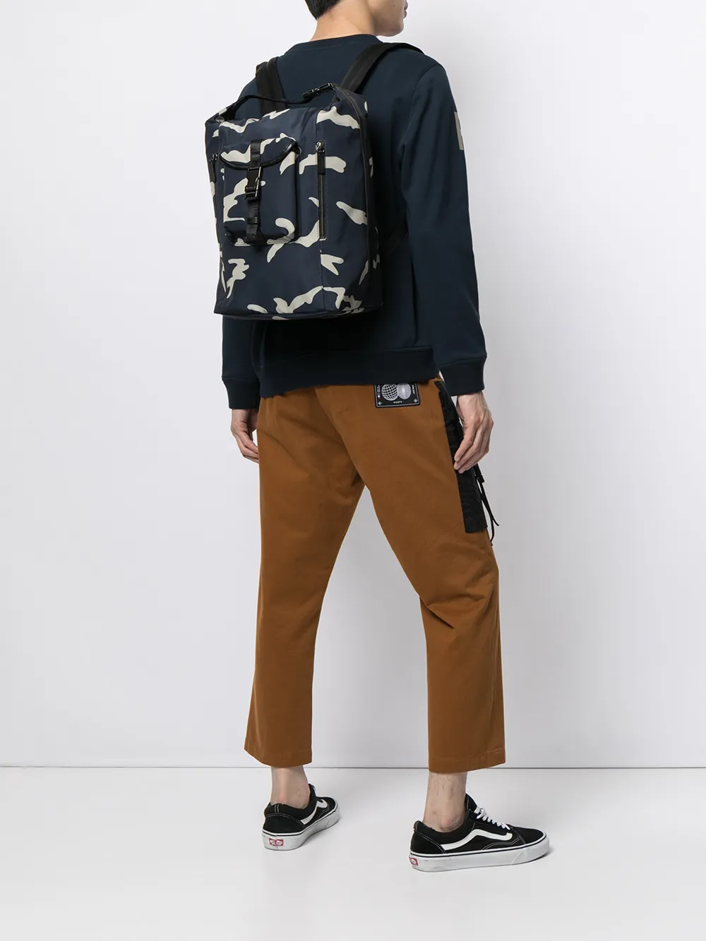  Ports V Rucksack Mit Camouflage Print   Blau 