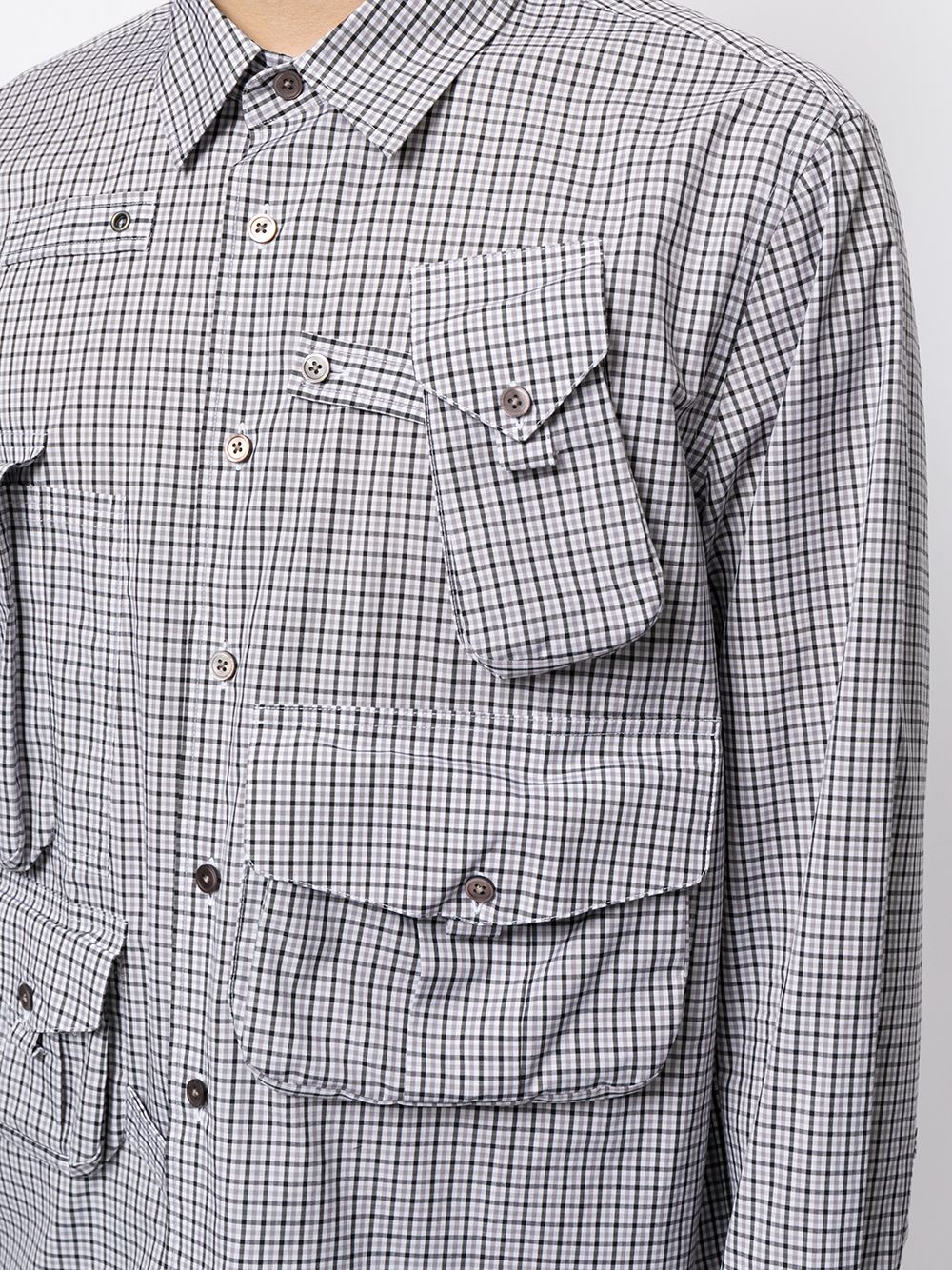 Ports V multi-pocket Gingham Check Shirt - Farfetch