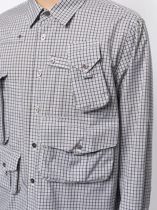 Ports V multi-pocket Gingham Check Shirt | Black | FARFETCH AE