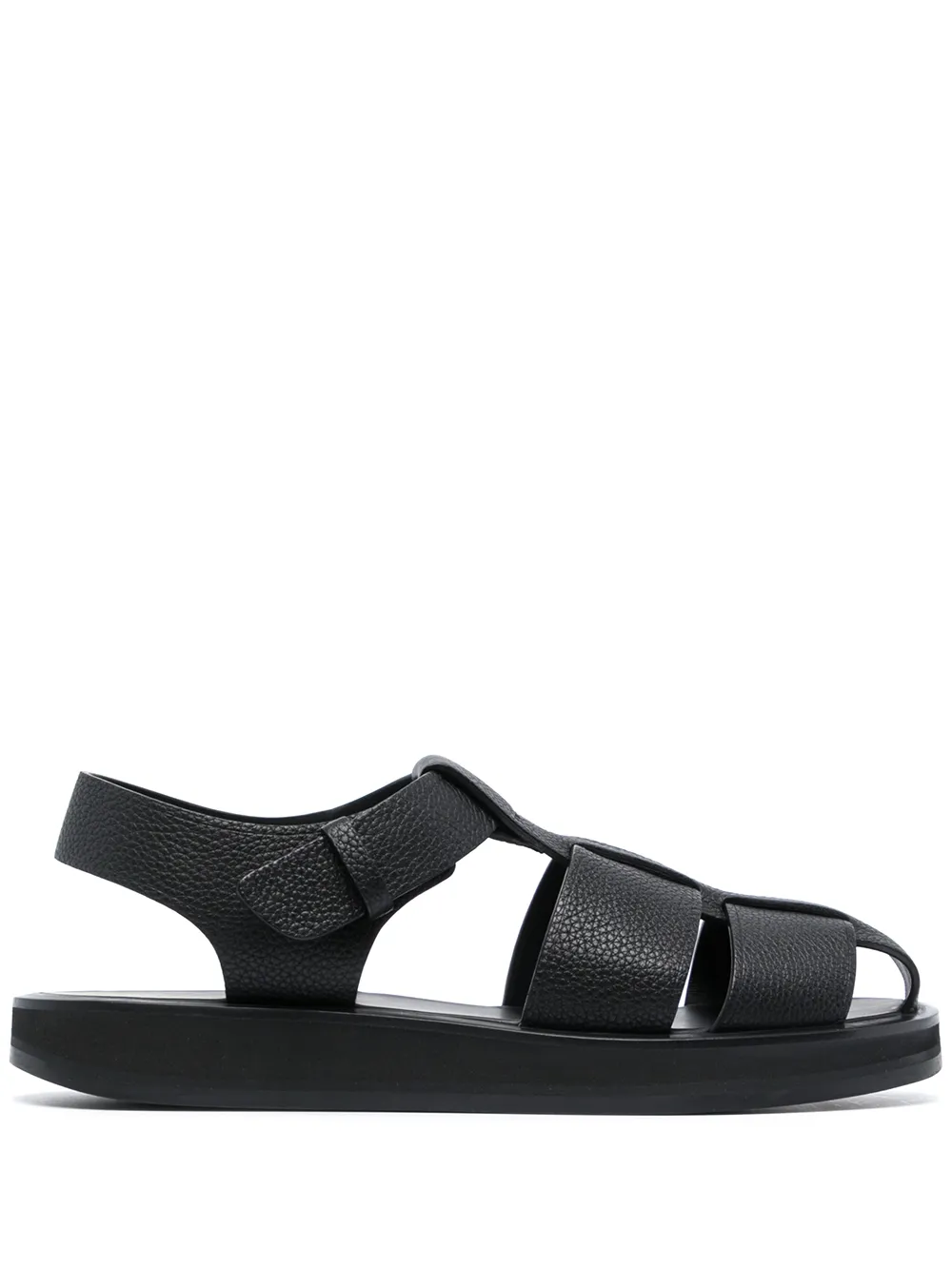 The Row Fisherman Leather Sandals In Black