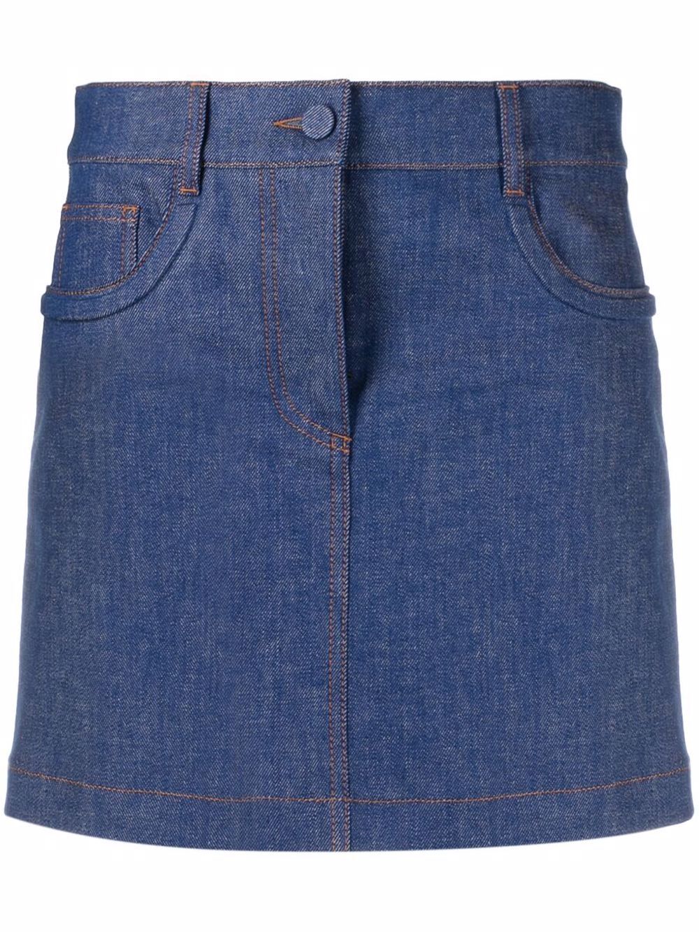 фото Fendi джинсовая юбка с тисненым логотипом