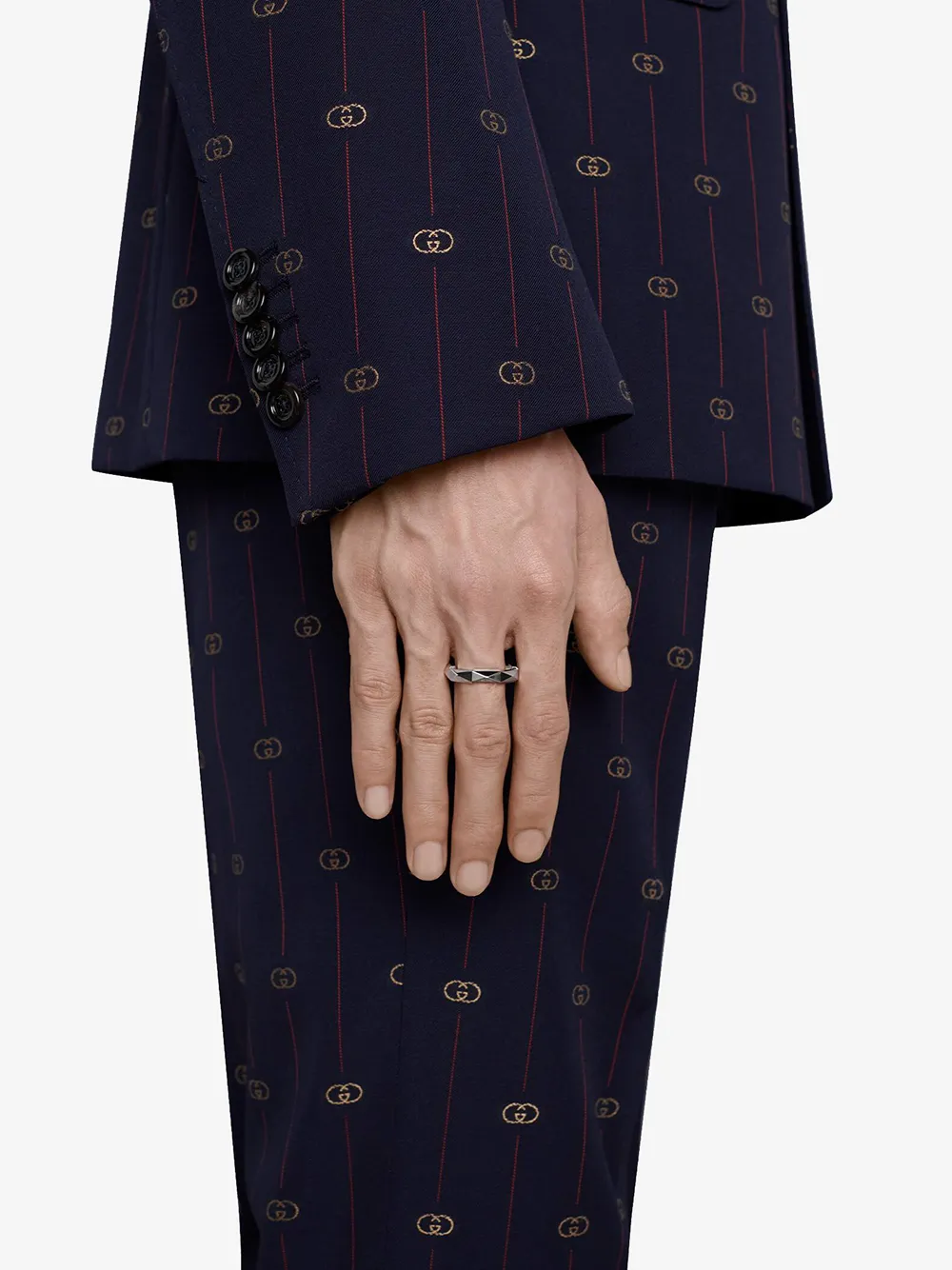 Gucci 18kt witgouden gestreepte ring - Zilver