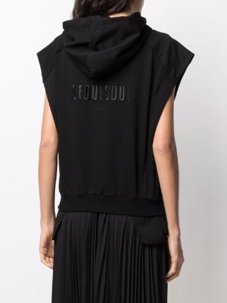 logo-embroidered sleeveless hoodie展示图