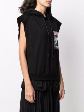 logo-embroidered sleeveless hoodie展示图