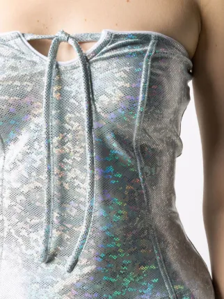 metallic-effect corset top展示图