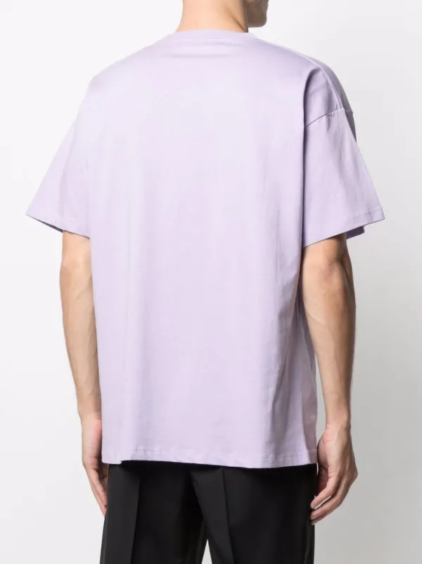 Raf Simons Question Everything badge-detail T-shirt | Purple