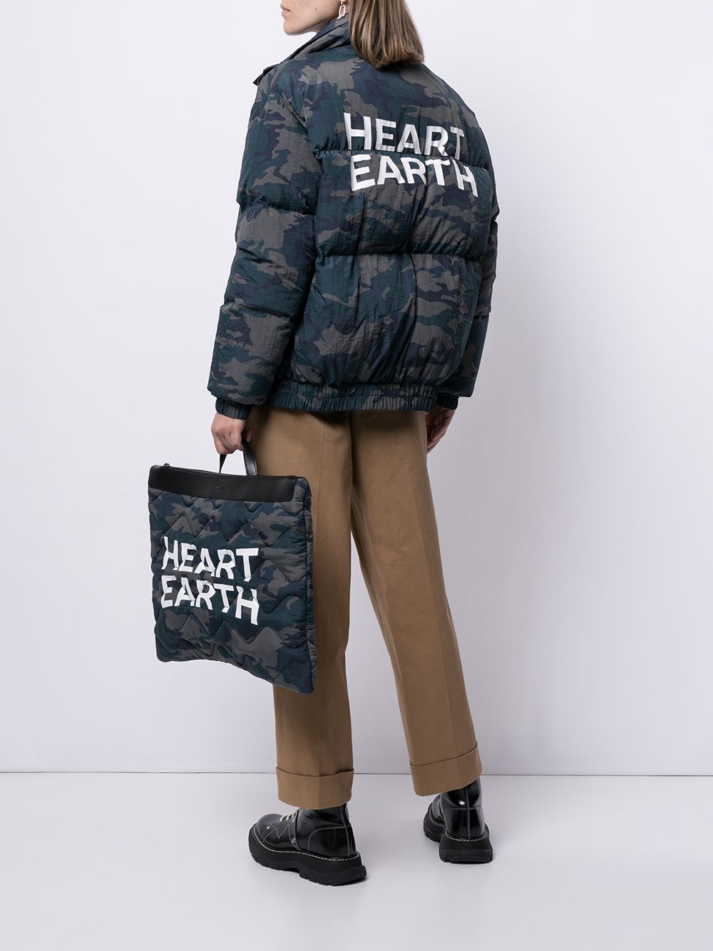 Shop Ports V Heart Earth Camouflage Padded Jacket In Blau