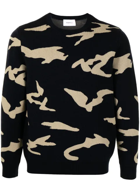 Ports V camouflage-pattern wool sweater