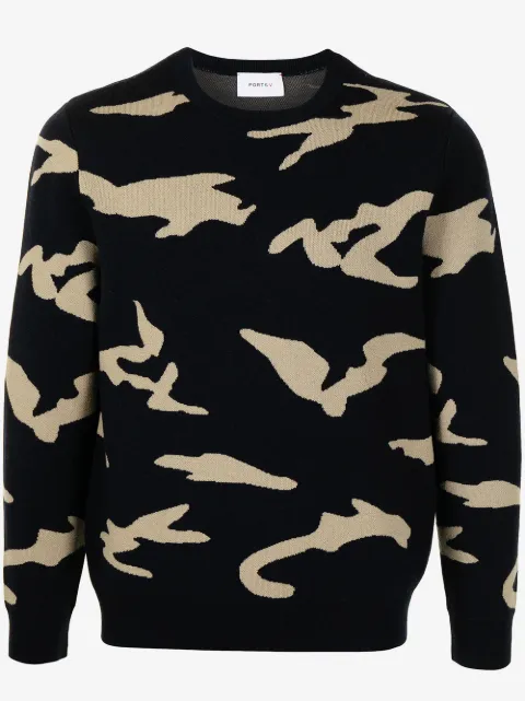 Ports V camouflage-pattern wool sweater
