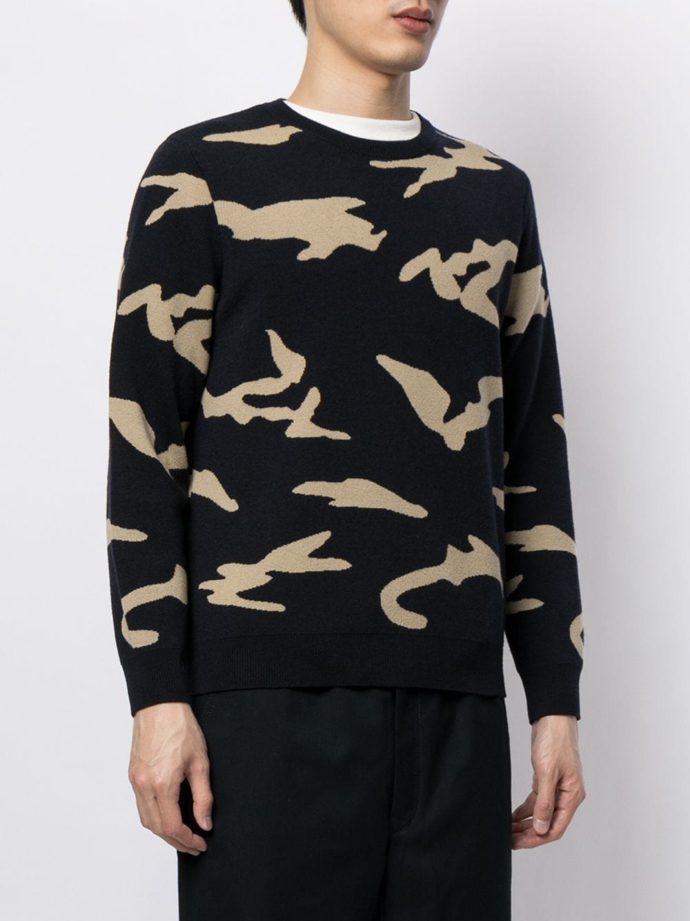 Shop Ports V Camouflage-pattern Wool Sweater In Blue