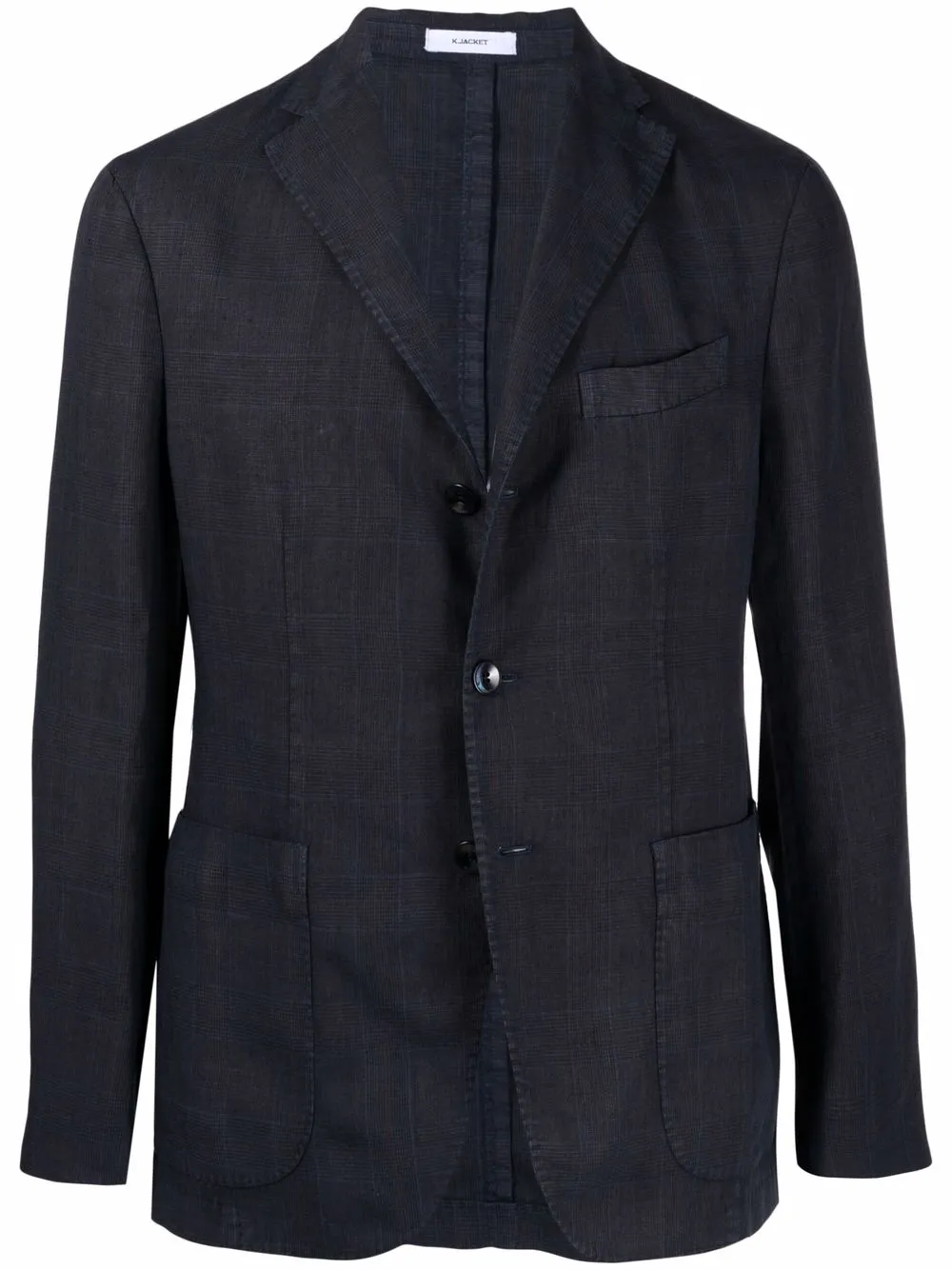 Boglioli grid-print linen blazer | Blue | Image 1