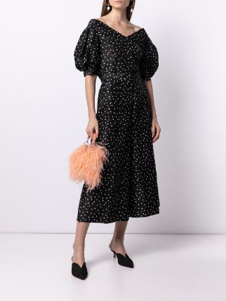 off-shoulder polka-dot print blouse展示图