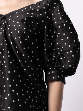 off-shoulder polka-dot print blouse展示图