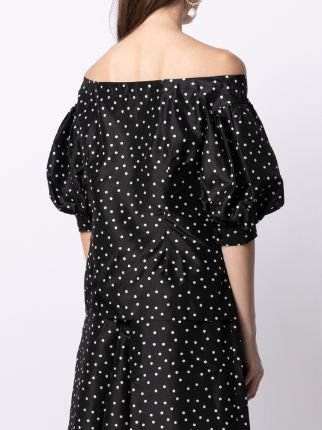 off-shoulder polka-dot print blouse展示图