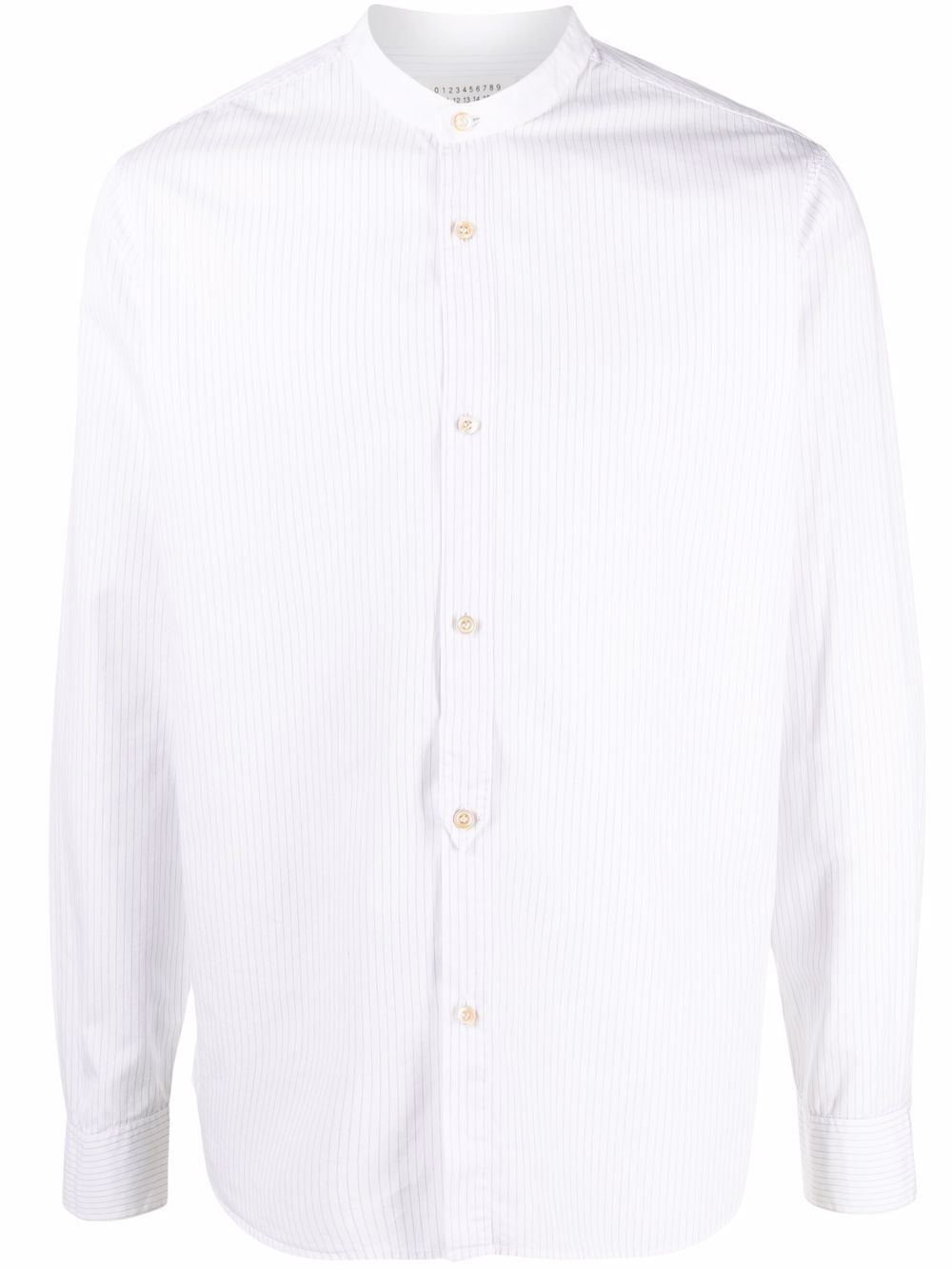 Pre-owned Maison Margiela 2000's Pinstriped Band Collar Shirt In White