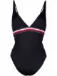 Image 1 of Tommy Hilfiger striped band plunge-neck swimsuit