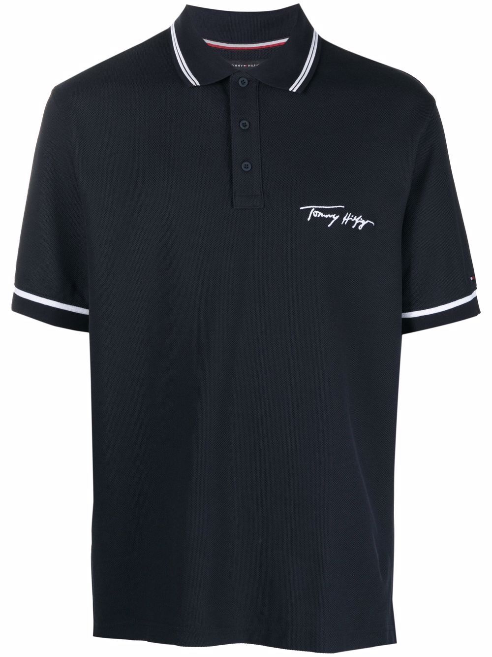 Tommy Hilfiger Logo-embroidered Polo Shirt In Blau