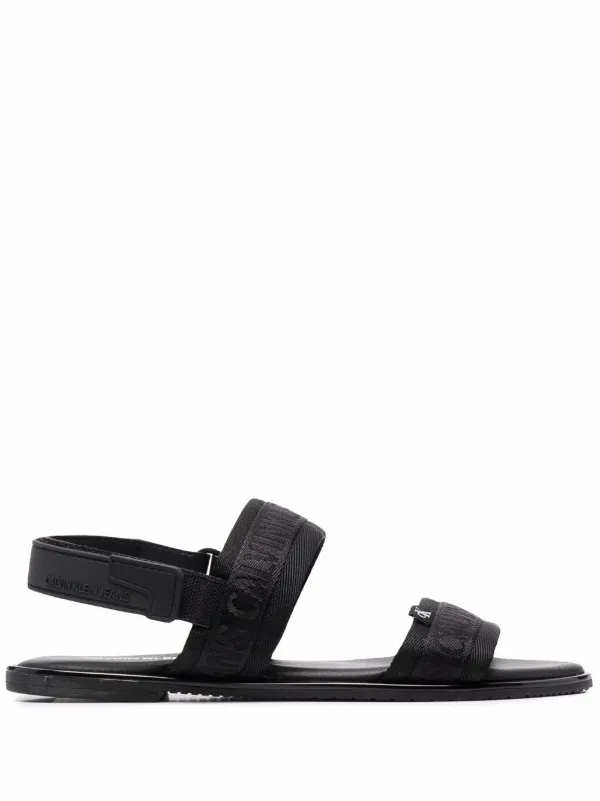 Calvin Klein logo embroidered double strap Sandals Farfetch