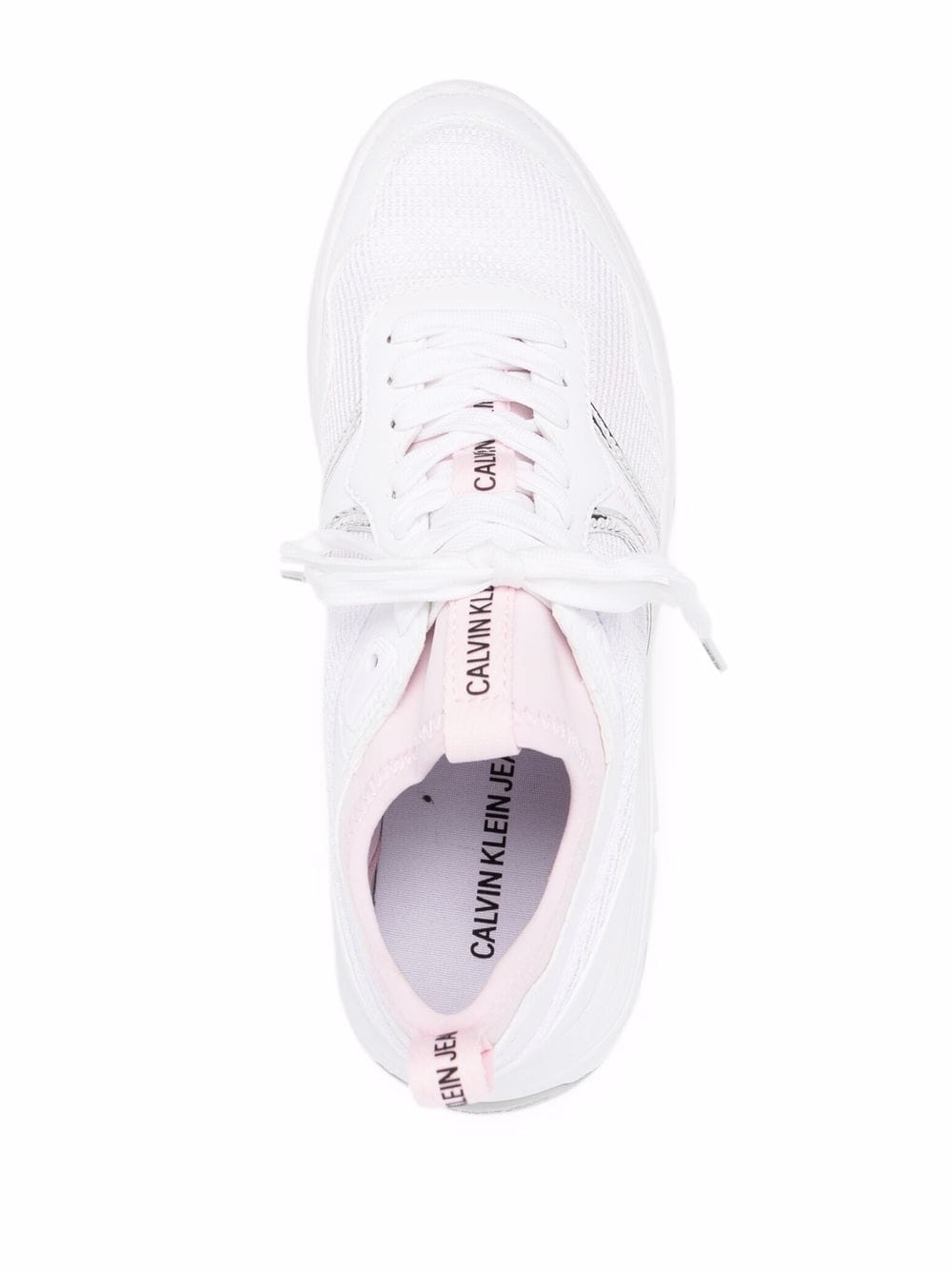 Shop Calvin Klein Sock Lace-up Chunky Sneakers In White