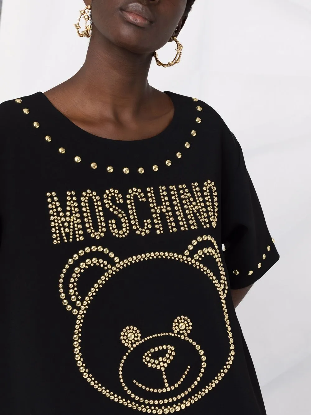 фото Moschino платье-футболка с декором teddy bear