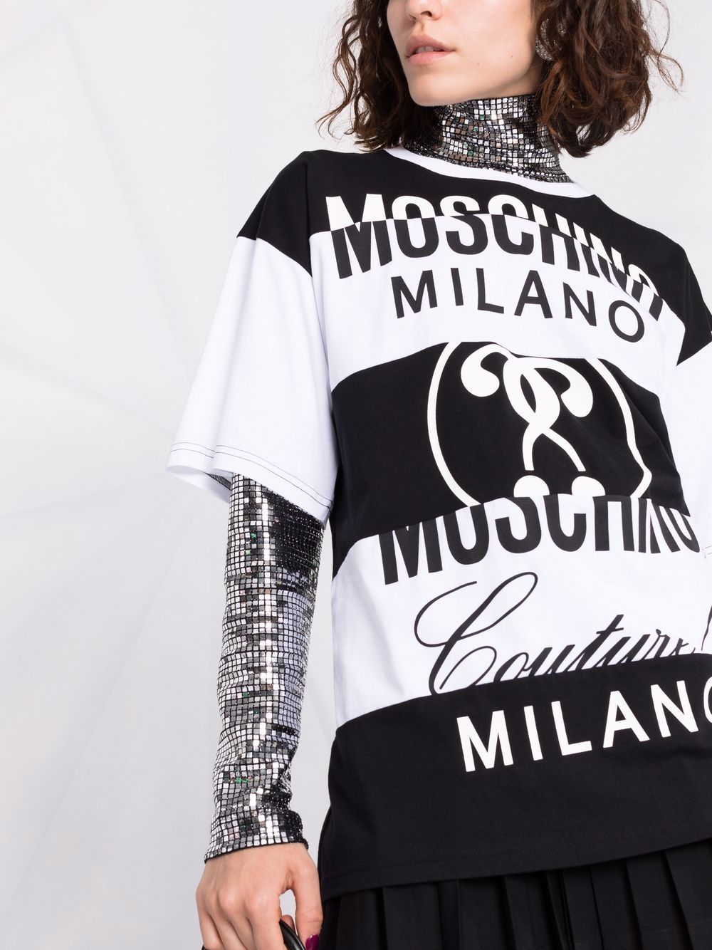 фото Moschino футболка в полоску с логотипом