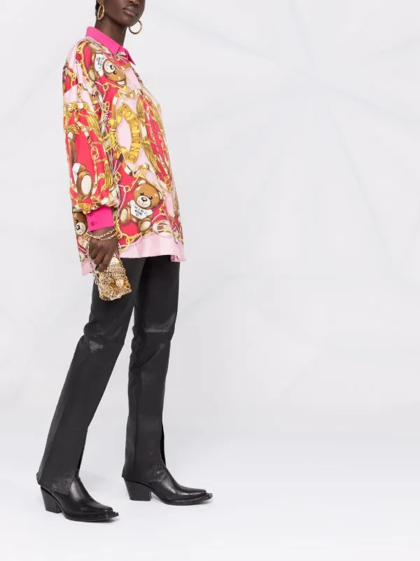 Shop Moschino Teddy Scarf silk shirt 