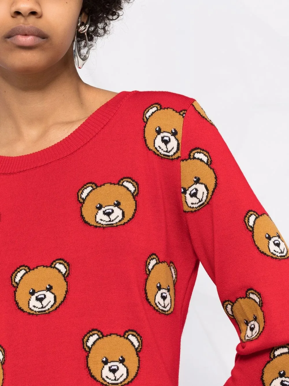 фото Moschino платье-свитер с узором teddy bear