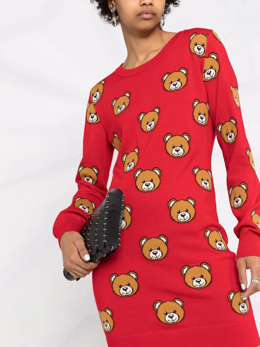 фото Moschino платье-свитер с узором teddy bear