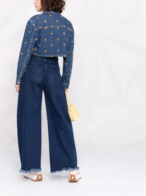 Teddy Bear embroidered denim jacket 
