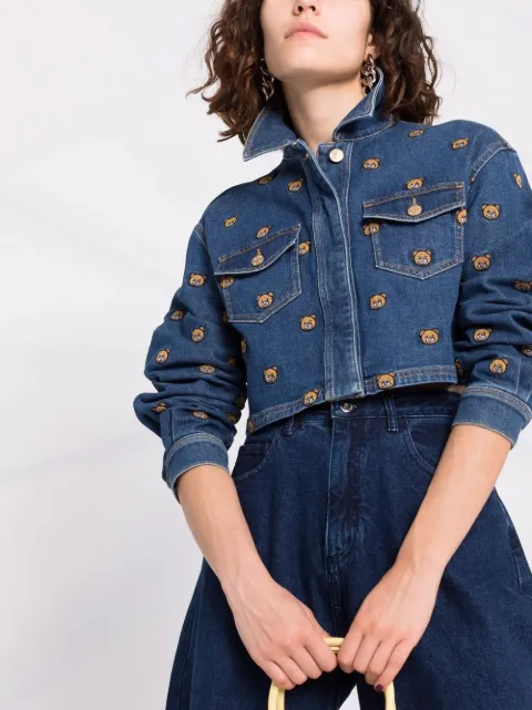 Teddy Bear embroidered denim jacket 